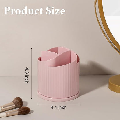 Anyoifax 360 Rotating Makeup Brush Holder Organizer 5 Slots Make Up Brushes Cup Flower-Shaped Spinning Pen Holder for Vanity, Cosmetics, Lipsticks, Pink