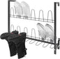 Gdrasuya10 Metal Wall Mounted Shoe Rack, 3-Tier Premium Black Metal Hanging Wall Shoe Organizer for Closet & Entryway, Door Shoe Storage Hanger Shoe Holder, Holds 9 Pairs