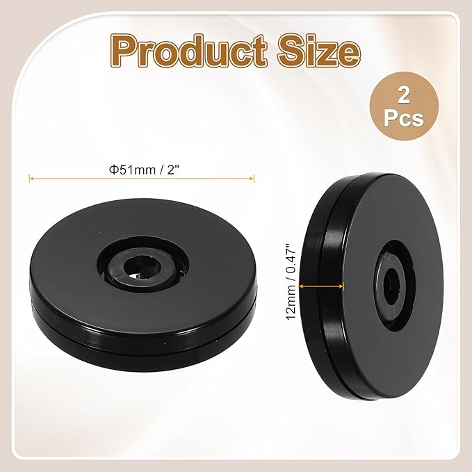 uxcell 2Pack Acrylic Lazy Susan Turntable, 2" Spinner Lazy Susan Turntable Organizer, Acrylic Ball Bearing Rotating Tray for Pantry Spice Rack Decorating, Black