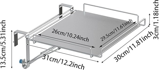 Foldable Cabinet Door Organizer Shelf & Countertop Extender - Metal Storage Rack with Hanging Design,Space-Saving Kitchen Hanging Shelf for Spices, Utensils & Pantry Items (Silver)