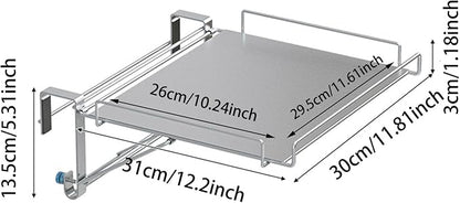 Foldable Cabinet Door Organizer Shelf & Countertop Extender - Metal Storage Rack with Hanging Design,Space-Saving Kitchen Hanging Shelf for Spices, Utensils & Pantry Items (Silver)