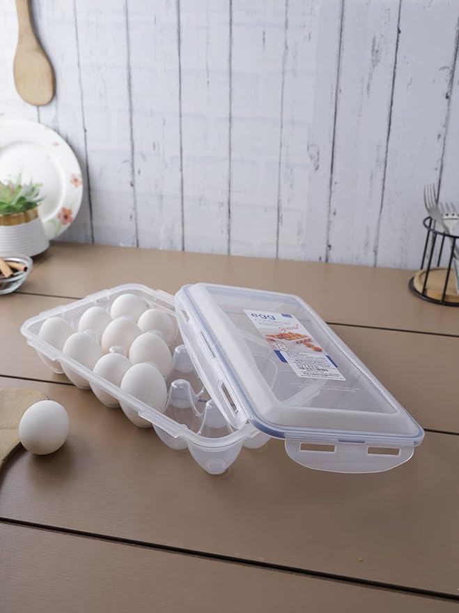 Lock & Lock HPL955 Egg Storer for 18 Eggs- Clear/Blue, 32 x 17.5 x 32 cm