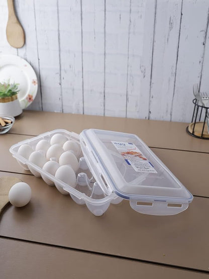 Lock & Lock HPL955 Egg Storer for 18 Eggs- Clear/Blue, 32 x 17.5 x 32 cm