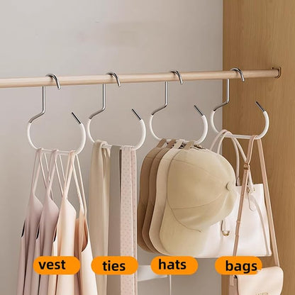10 Pack Hat Hangers for Closet - Nonslip Space Saving Steel Hat Rack for Baseball Caps, Versatile Hanger Holder for Belts, Vest, Ties and Scarves (White)