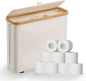Elegant Toilet Paper Storage with Lid, Narrow Toilet Paper Holder Beside Toilet, Classy Bathroom Tissue Storage, Slim Toilet Paper Storage, Waterproof Oxford Fabric for Mega Rolls 30L (Gray)