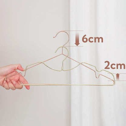 20 Pack Heavy Duty Metal Steel Wire Clothes Hanger, Ultra Slim & Short Neck Hanger,Space Saving Durable Non-Slip Felt Hangers, Closet Organizer for Home Dorm Laundry (Gold)