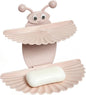 Double-Deck Soap Dish Holder for Shower, Bee Shape Wall Mounted Soap Holder with Strong Adhesive, Self Draining Soap Tray, No Drilling Bathroom Accessories, Nordic Pink