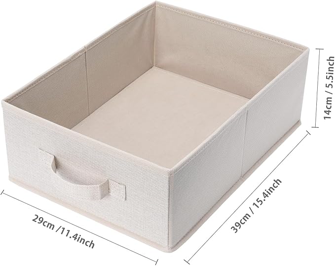 Clothings Collapsible Storage Bins, Foldable Organizers and Storage Baskets Cube Storage Bin for Bedroom Living Room (4 Pack) (Flaxen, 15.4x11.4x5.5inch)