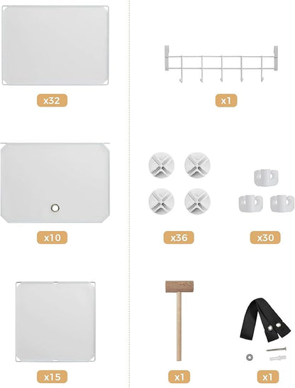 Mondeer Shoe Rack, Plastic Shoe Cabinet, 10 Levels, Shoe Rack Organiser Holds 40 Pairs of Shoes, Space Saving, for Hallway, Bedroom, Living Room, Entrance (White)