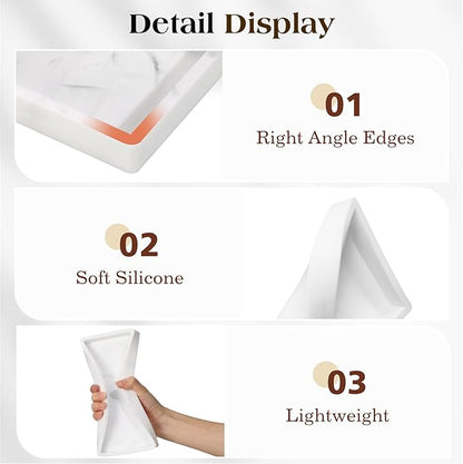 Luxspire Bathroom Vanity Tray - 2 Pack (7.9" x 4") Silicone Soap Dish for Kitchen Countertop, Bathroom Counter Tray for Soap Dispenser Perfume Jewelry Accessories, Marble White
