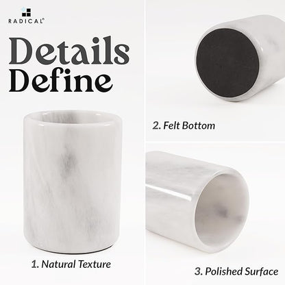 Radicaln Marble Utensil Holder 6.5" Inches White Handmade Spoon Holder for Kitchen Counter, Ideal Kitchen Utensils Set Organizer, Farmhouse Kitchens Decor & Accessories, Cooking Utensil Storage