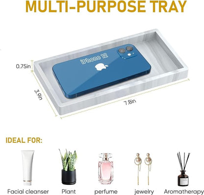 Silicone Bathroom Tray,Shatterproof Silicone Tray for Bathroom Counter,Small Vanity Tray for Bathroom Soap Dispenser Tray Toilet Tank-7.8 * 3.9in