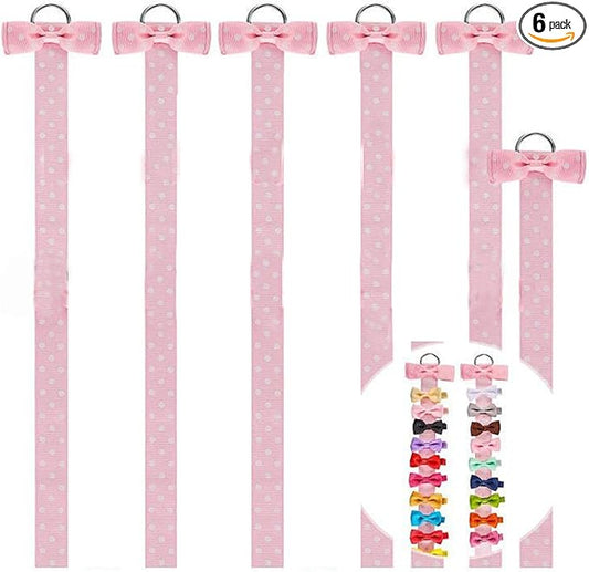 6 Pcs 38" Hair Bow Holder Organizer for Girls, Ribbon Hair Bow Display Hanger, Hair Bow Clips Storage Rack for Girls Hair Accessories