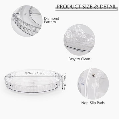 360 Clear Rotating Makeup Organize for Vanity,1 Tier Lazy Susan with Diamond Pattern, Large-Capacity Skincare Organizers Cosmetic Display Case Organizer for Dresser (Clear White, 1Tier)