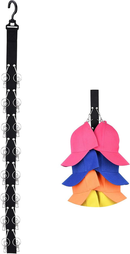 Closet Hanging Cap Organizer, 16 Baseball Cap Rack, Closet Hook Cap Holder Hat Storage Organizer - Keep Hats Cleaner Than a Hat Rack (1 Pack)