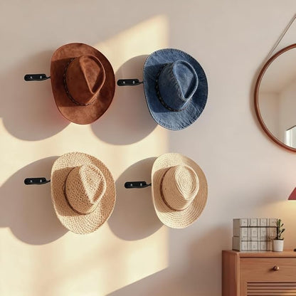 ‌4-Pack Western Cowboy Hat Rack Wall Mount Hanger – Space-Saving Hat Organizer with Screws & Anchors, Easy Installation for Home/Office/Retail‌
