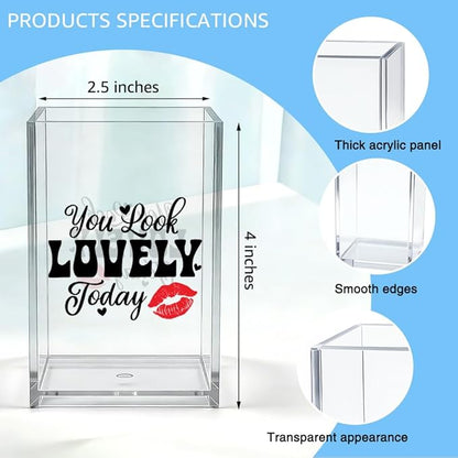You Look Lovely Today Acrylic Makeup Brush Organizer Holder, Cute Lipstick Pen Pot, Positive Affirmation Gifts for Women Makeup Lover Friend Coworker Sister Mom, Makeup Vanity Desk Organizer