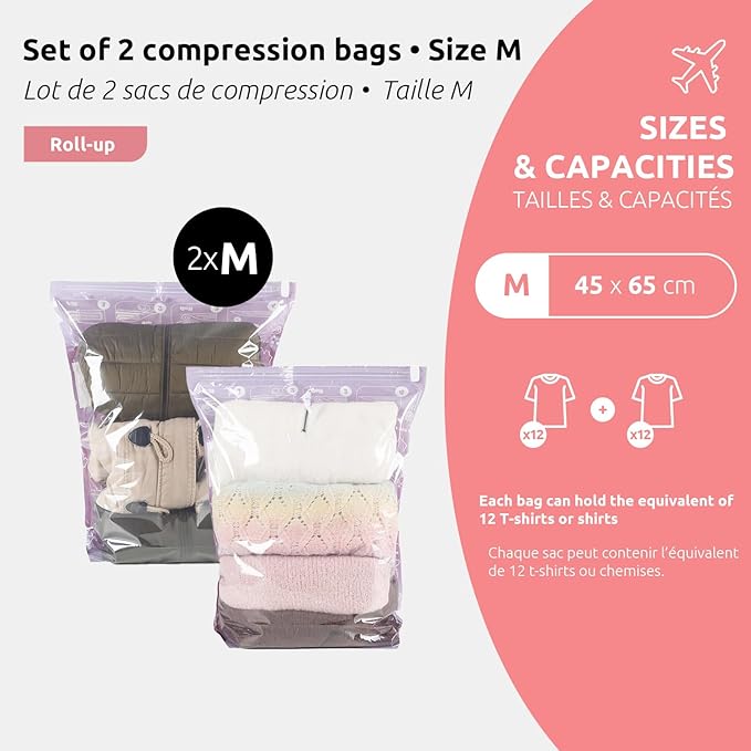 Travel Vacuum Bags Set by Compactor