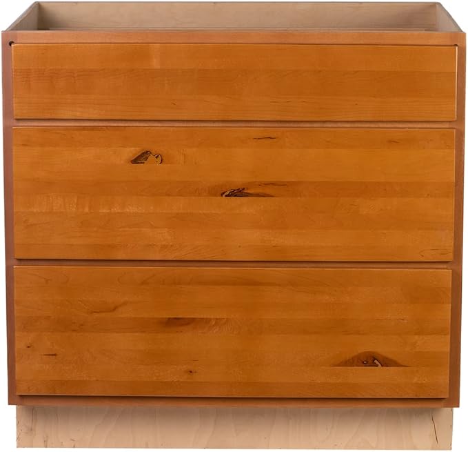Quicklock RTA (Ready-to-Assemble) | Base Kitchen Cabinets - Shaker Style | Made in America (Provincial Stain, 36" Wx34.5 Hx24 D 3 Drawer)