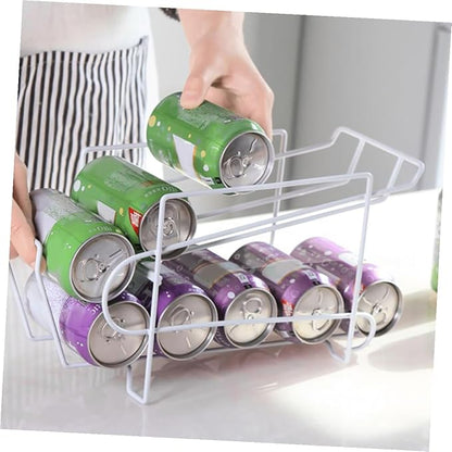 1pc Automatic Coverage Rack White Can Storage Rack for Fridge Kitchen Bar Design Resistant for Spaces