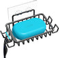 Nieifi Soap Dish Holder with 4 Hooks Stainless Steel Black Adhesive for Shower, Bathroom