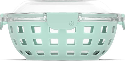 Ello Duraglass Meal Prep Container- Glass Food Storage Container with Silicone Sleeve and Airtight BPA-Free Plastic Lid, Dishwasher, Microwave, and Freezer Safe