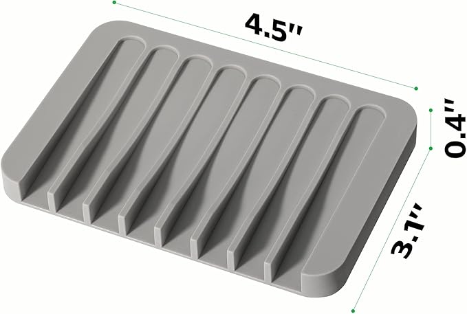 Urbanstrive Soap Dish Shower Waterfall Soap Tray Soap Saver Soap Holder for Bathroom, Kitchen, Counter Top, Flexible Silicone, Keep Soap Bars Dry, Easy Cleaning (Grey)