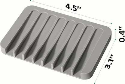 Urbanstrive Soap Dish Shower Waterfall Soap Tray Soap Saver Soap Holder for Bathroom, Kitchen, Counter Top, Flexible Silicone, Keep Soap Bars Dry, Easy Cleaning (Grey)