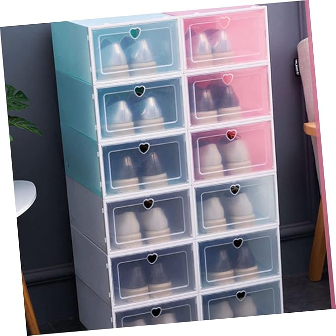 KOMBIUDA 6pcs Plastic Shoe Storage Boxes Organizer Simple Design for Easy Access