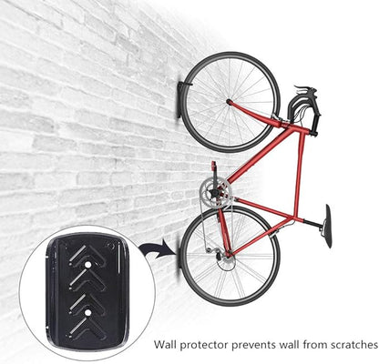 Dirza Bike Wall Mount Rack with Tire Tray - Vertical Bike Storage Rack for Indoor,Garage,Shed - Easy to install - Great for Hanging Road,Mountain or Hybrid Bikes - Screws Included - 1 Pack