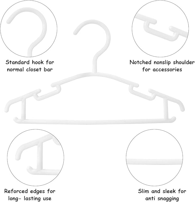 GoodtoU Baby Hangers 100Pack Kids Plastic Baby Clothes Hangers for Closet Small Children Infant Toddler Child, White