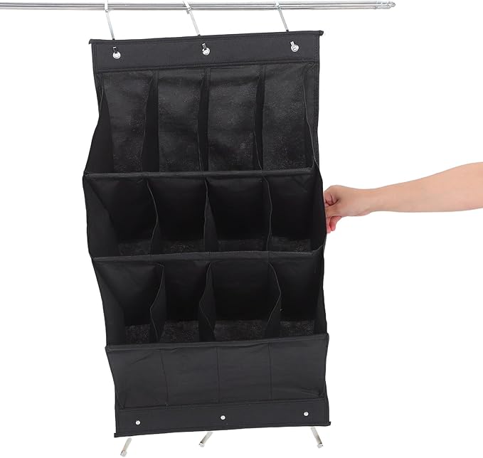 FOMIYES The Door Shoe Organizer with 12 Large Pockets, Wall Mounted Hanging Shoe Rack, Foldable Black Storage Bag for Closet Doors and Narrow Hallways