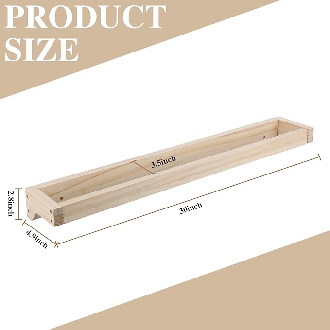 Wenqik 4 Pcs Wall Mounted Wooden Shoe Rack 30 Inch Rustic Wood Wall Hanging Shoe Rack Space Saving Footwear Holder Shoes Storage Organizer for Mudroom, Entryway, Closet (Wood Color)