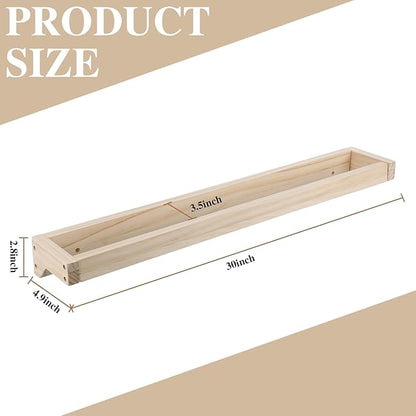 Wenqik 2 Pcs Wall Mounted Wooden Shoe Rack 30 Inch Rustic Wood Wall Hanging Shoe Rack Space Saving Footwear Holder Shoes Storage Organizer for Mudroom, Entryway, Closet (Wood Color)