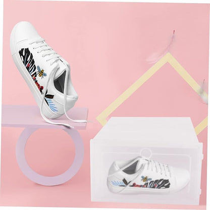 Outanaya 6pcs Thicken Shoes Storage Boxes Stackable Shoe Racks Plastic Containers Keep Your Home Tidy