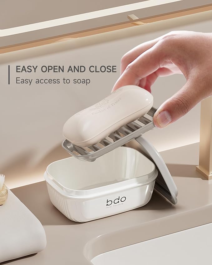 PEISAINOX Travel Soap Case, Leakproof Soap Container with Lid, Portable Bar Soap Holder for Traveling, Soap Dishe for Bathroom, Shower, Gym, School, Camping, Vacation, Outdoor,Travel Essentials