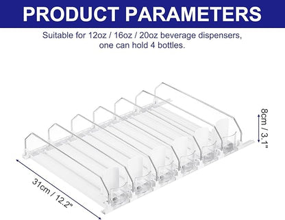 uxcell 6pcs Soda Can Organizer for Refrigerator, Self-Pushing Drink Organizer for Fridge, Width Adjustable Drink Dispenser Beverage Pusher For Pantry Vending Machine, White