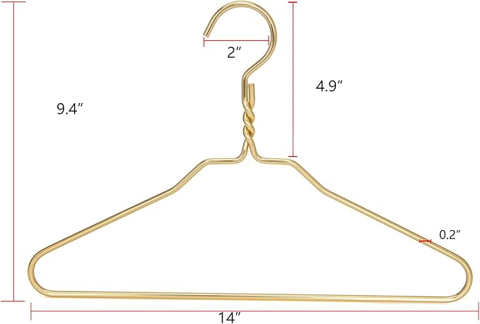 Beautiful Gold Aluminum Metal Suit Hangers Heavy Duty Coat Hangers (14" Junior/Teens Size - 100 Pack)