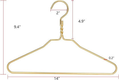 Beautiful Gold Aluminum Metal Suit Hangers Heavy Duty Coat Hangers (14" Junior/Teens Size - 100 Pack)