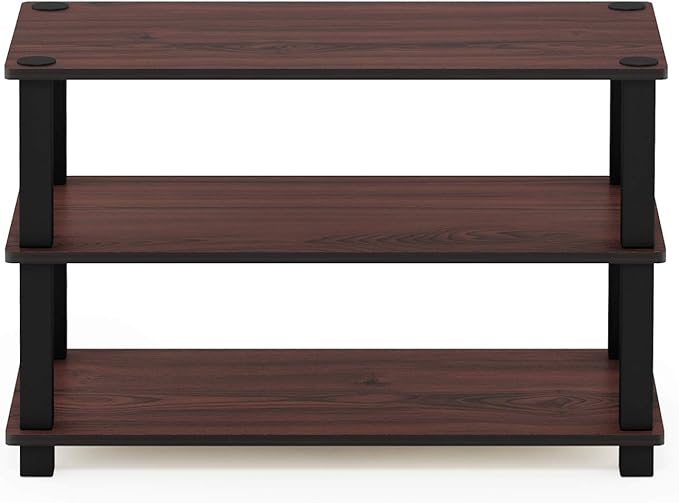 Furinno Turn-S-Tube Shoe Rack, 3-Tier Small Shoe Organizer, Toolless Shoe Storage, 11.6 x 23.6 x 22.2, Easy Assembly, for Closet Entryway, Office, Garage, Cherry Oak
