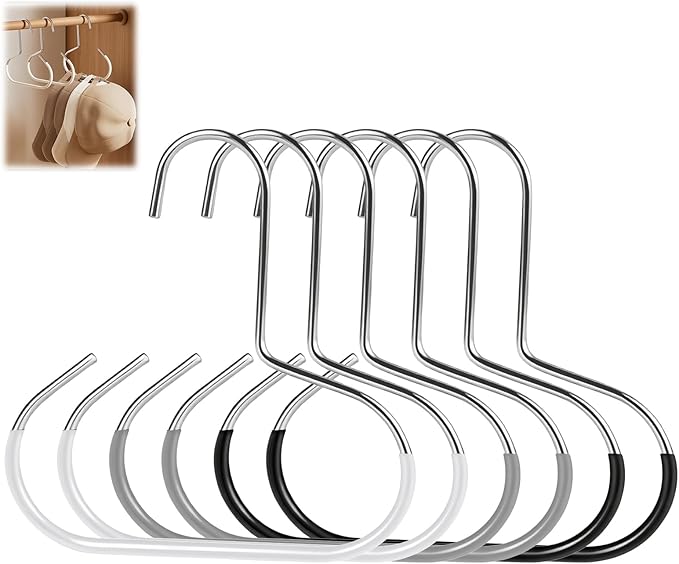 6 Pack Hat Organizer Scarf Hanger for Closet, Belt Hanger for Closet Space-Saving, Scarf Organizer for Baseball Caps, Beanies, Belts, Scarf (6PCS)
