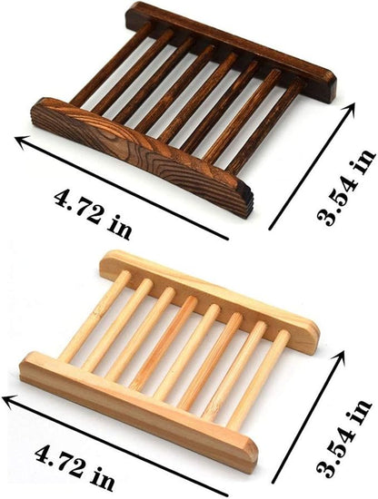 Ru S 10 Piece Home Bamboo Wood Soap Holder, Bathroom Wooden Soap Case, Hand Craft Bathtub Shower Dish Accessories (Charcoal and Wooden)