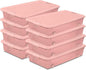 Sterilite 8 Pack Wheeled Under Bed Storage Container, 56 Qt Plastic Bin w/Latching Lid for Organization - Clothes & Shoes Organizer, Pearl Blush Tint