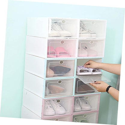 6pcs Shoe Storage Boxes Plastic Shoe Containers Closet Organizer Sturdy Folding Racks