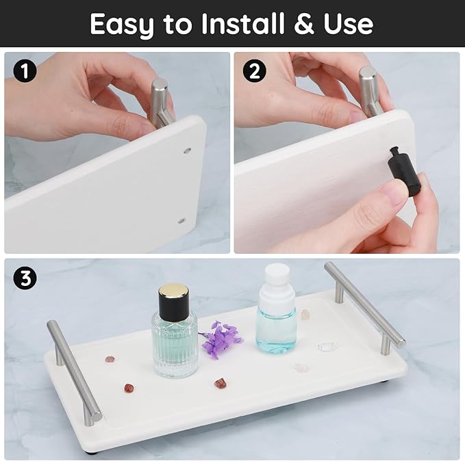 Segbeauty 12x6in Quick Dry Stone Sink Tray, Water Absorbent Instant Drying Diatomite for Bathroom, Countertop Organizer Rack Kitchen Caddy, Soap Dispenser Vanity Trays