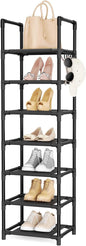 LANTEFUL Tall Shoe Rack 7 Tier Narrow Shoe Shelf Storage for 7-14 Pairs Shoe and Boot, Sturdy Shoe Storage Space Saving Corner Shoe Rack Organizer for Closet, Entryway, Living Room, Black