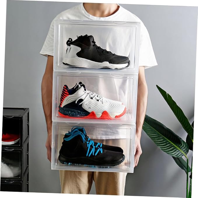 SEWACC Shoe Storage Boxes with Magnetic Door Dustproof Stackable Shoe Organizer Containers for Home Closet for Sneakers and Boots