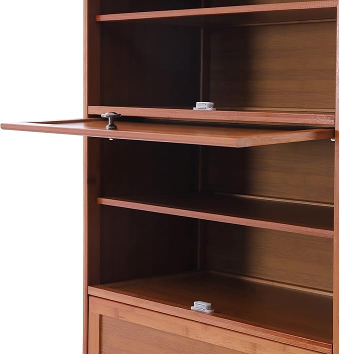 10 Tiers Shoe Storage Cabinet with Doors Tall Bamboo Hidden Shoe Storage Freestanding Shoes Heels Sneakers Shelf Rack 30 Pairs of Shoes Organizer Book Shelf for Entryway Hallway Living Room Bedroom