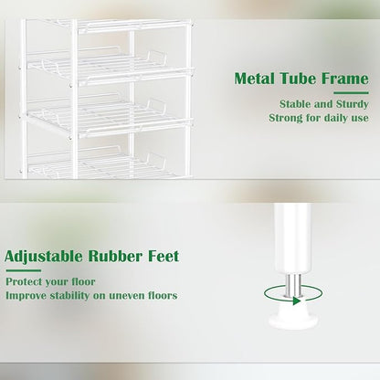 Water Bottle Organizer 5 Tier Free Standing Water Bottle Storage Rack Metal Water Bottle Rack Shelf Large Capacity Bottled Water Holder Beverage Soda Drink Stand for Kitchen Pantry Office,White