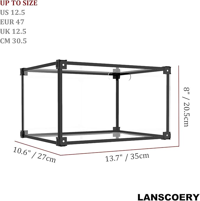 LANSCOERY Shoe Storage Box Stackable Shoe Organizer, Clear Acrylic Foldable Shoe Storage Containers Display Case with Magnetic Side Opening Door for Sneakers, Booties, Pumps, Flats, Heels, Set of 1